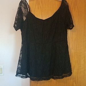 Torrid size 2 black lace off-the-shoulder top